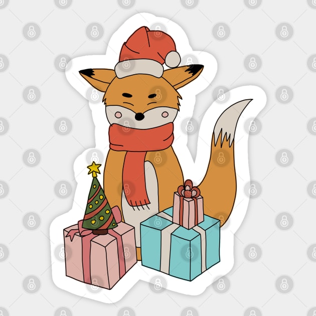 Christmas Cute Fox with Gifts Sticker by RedFoxIV